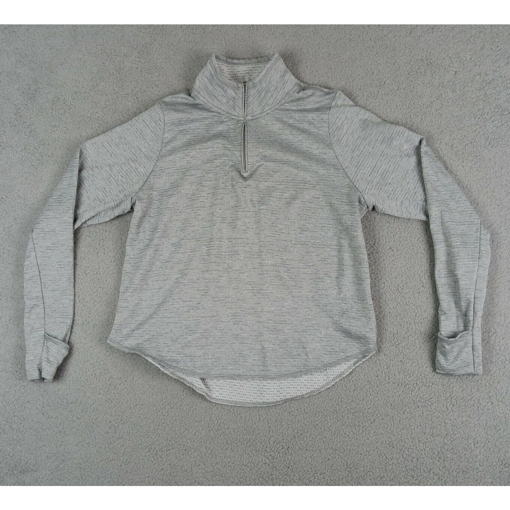 Nike Running Dri Fit Size L Active Wear Long Sleeve Gray 1/4 Zip Shirt